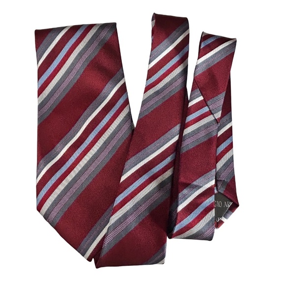 Giorgio Armani Tie Necktie Classic Stripe Luxury Brand Handmade Italy Embossed - Picture 2 of 11